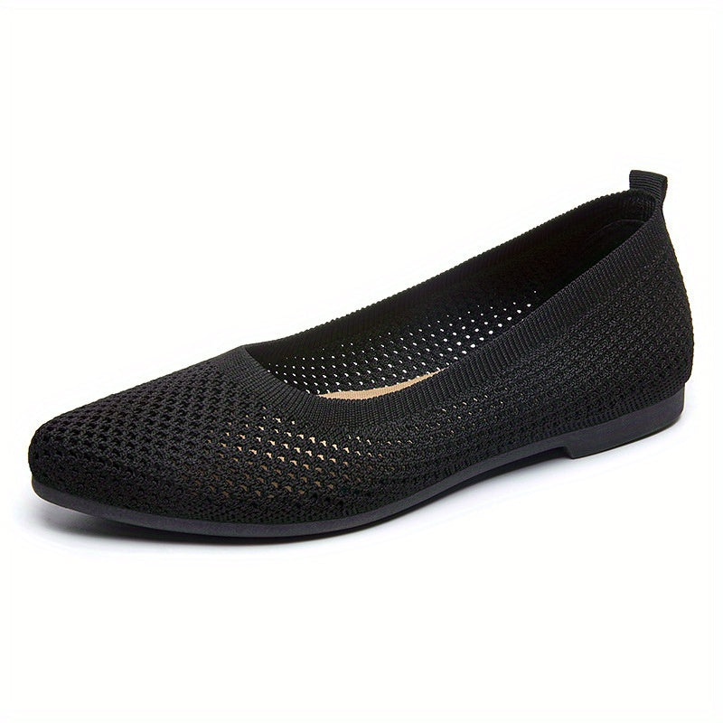 Women's Knitting Flat Shoes Breathable Slip On Soft Ballet Flats