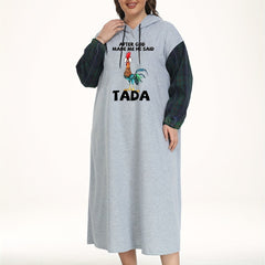 Funny Rooster Print Hooded Sleep Dress