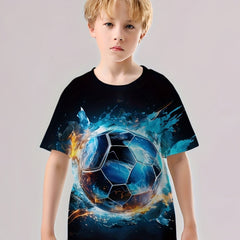 Football 3D Print Boys Short Sleeve Tee For Kids Gift Idea