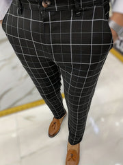Men's Plaid Striped Slim Fit Trousers