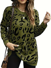 Leopard Pattern Long Sleeve Pullover Jumper
