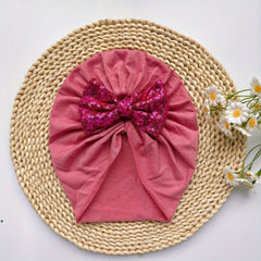 Soft Elastic Baby Sequin Bow Hat For Boys And Girls