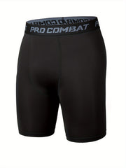 Men's Solid Compression Shorts High Stretch Active Bottom
