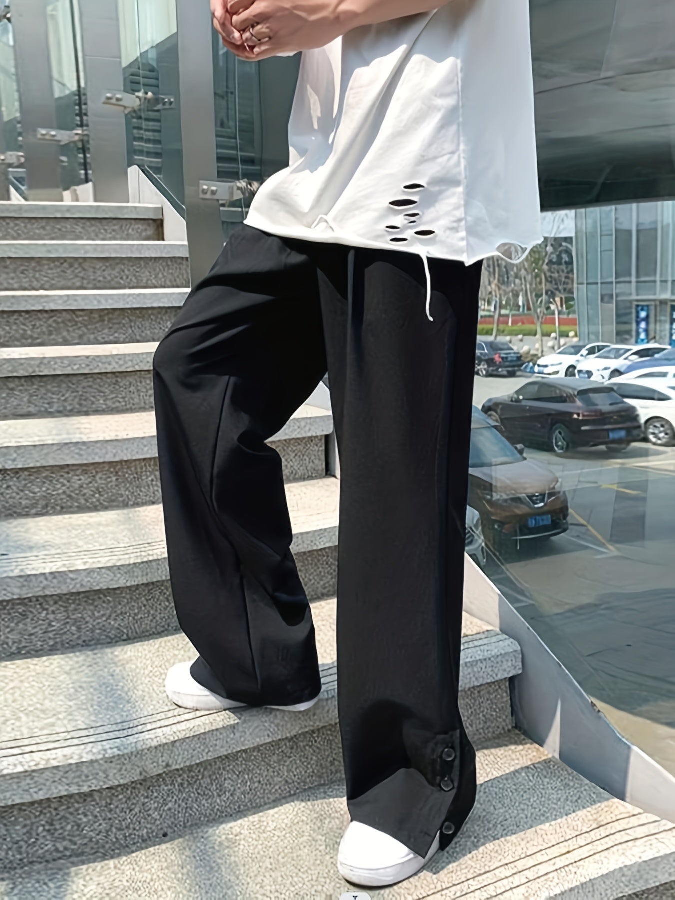 Men's Loose Fit Mopping Trousers Casual Straight Leg Pants