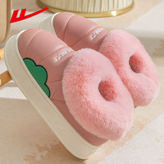 HUILI Men's Warm Fleece Casual Slippers Platform House Shoes Winter