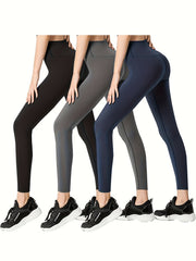 High Waisted Solid Sports Leggings For Women Athletic Tummy Control Pants
