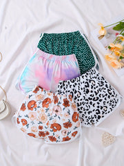 Toddler Girls Polka Dot Leopard Flowers Tie Dye Graphic Elastic Waist Shorts