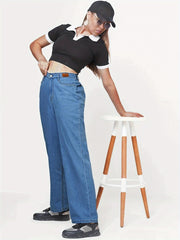 Wide Leg Straight Jeans Loose Fit Denim Pants Women's Clothing
