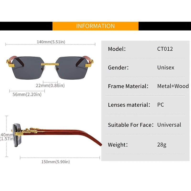 Casual Rimless Small Square Sunglasses