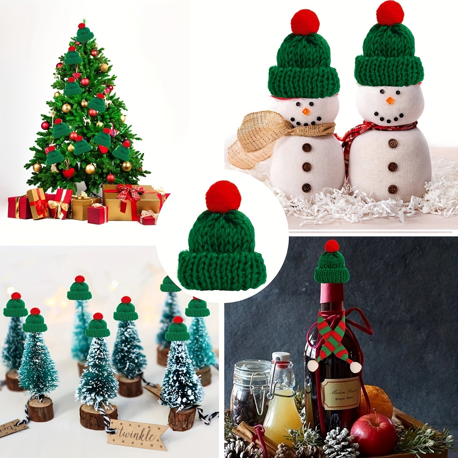 20pcs Mini Christmas Knitted Hat and Scarf Ornaments