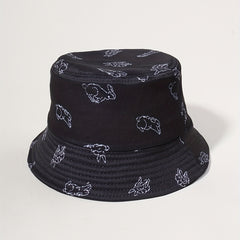 Running Rabbit Print Bucket Hat Casual Basin Hats Outdoor Sunscreen Beach Hats