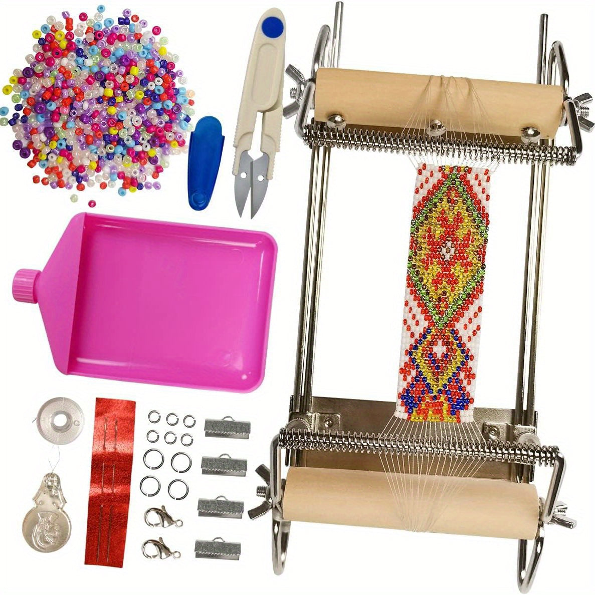 Adjustable Bead Looming Kit With Seed Beads and Accessories