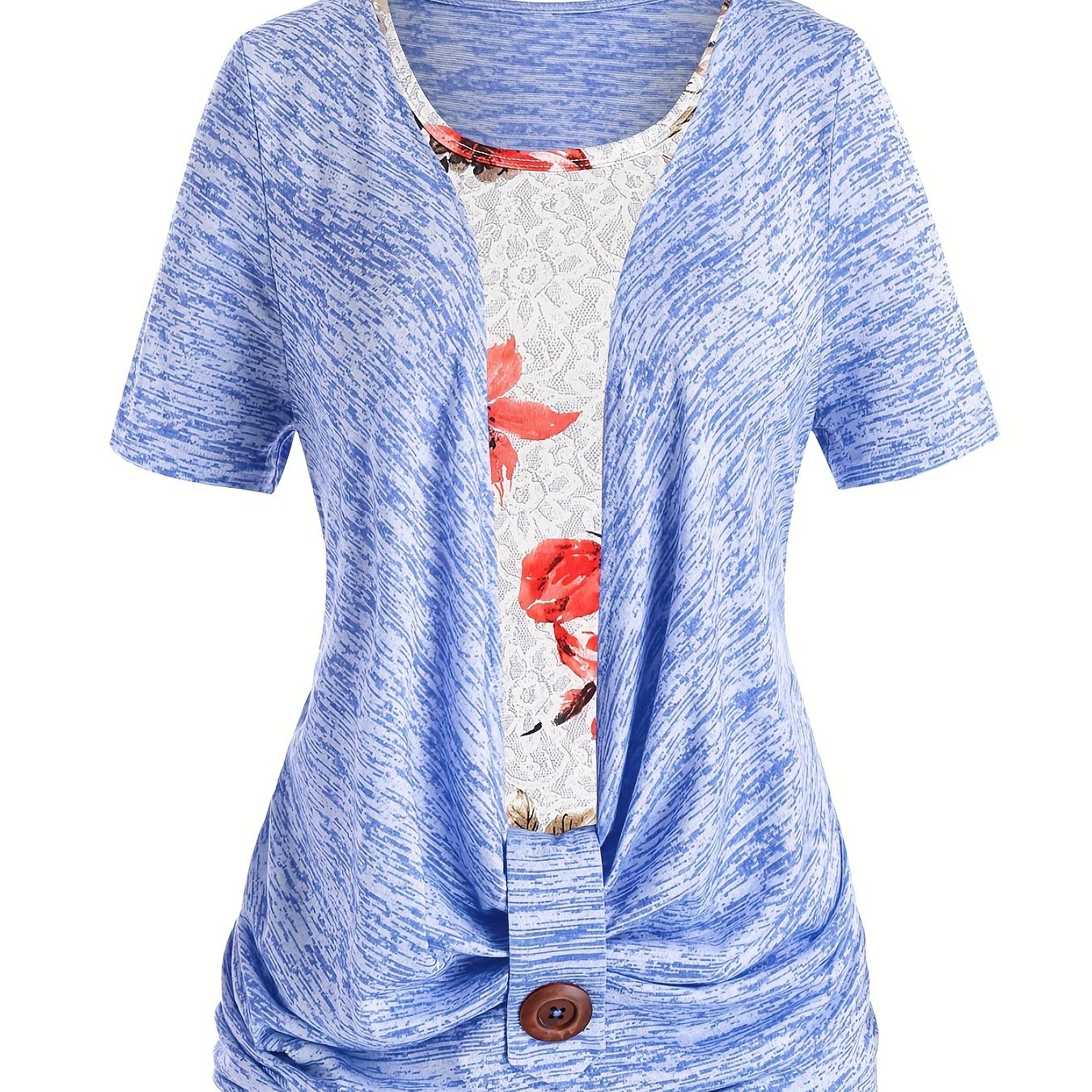 Women's Plus Size Short Sleeve Tee & Halter Neck Top Set