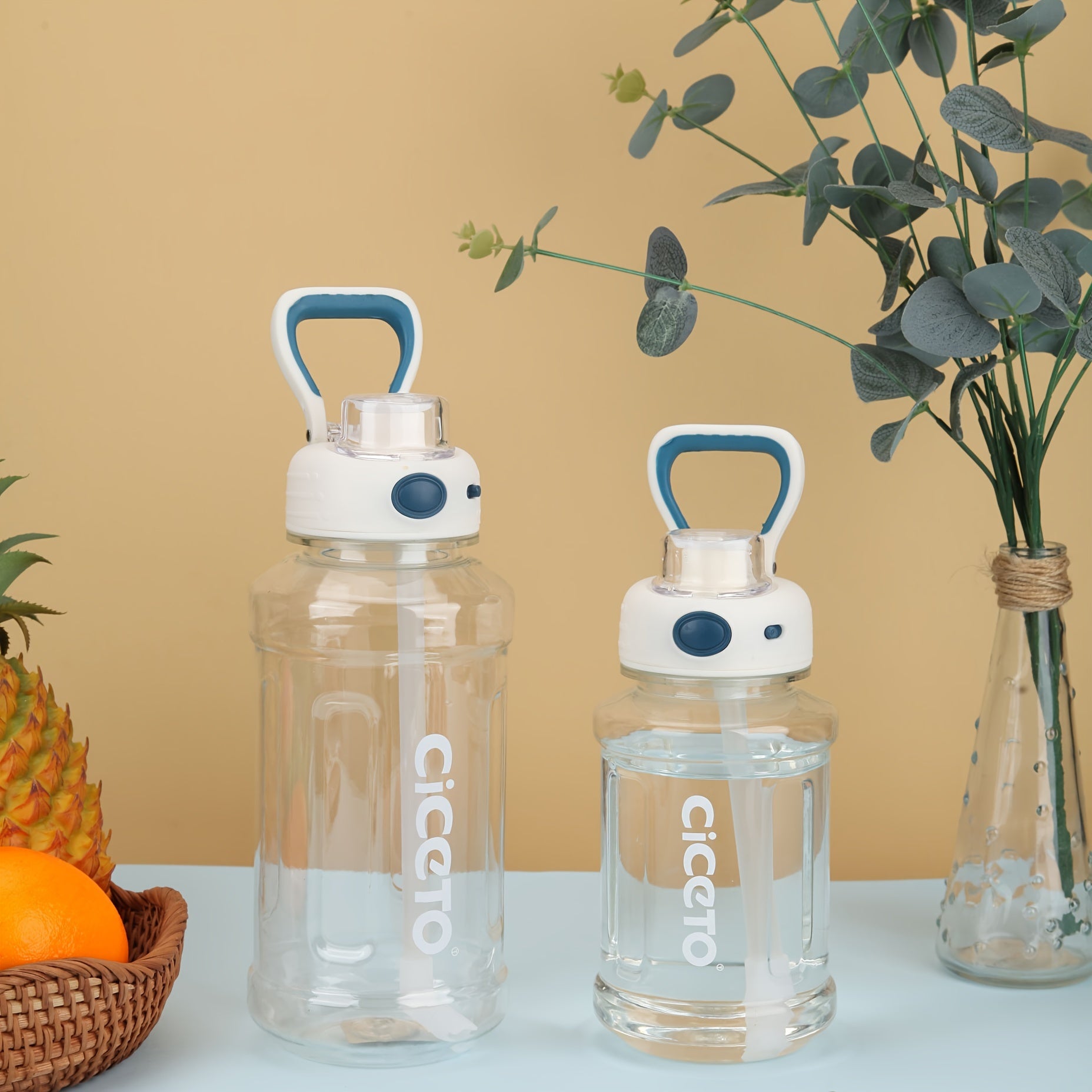 800ml 1300ml Leakproof Straw Water Bottle Portable Water Cup Handle