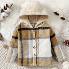 Boys Plaid Hooded Jacket Toddler Warm Coat