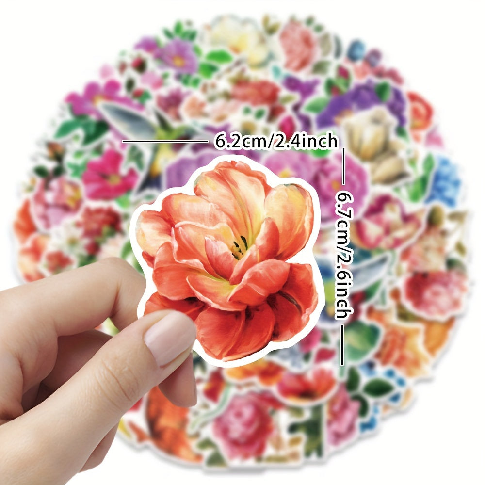50pcs Flower Stickers Scrapbooking DIY Arts Crafts Journals
