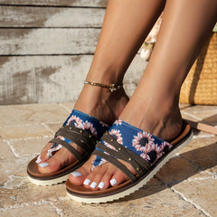Ethnic Style Sandals Summer Slip on Flat Slippers Women's Flip Flops