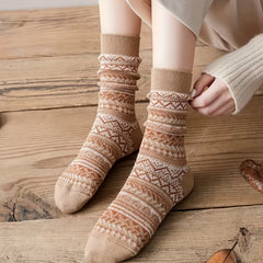 6 Pairs Women's Cotton Mid-calf Socks for Autumn and Winter