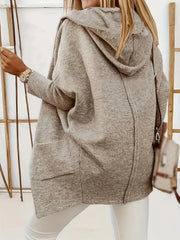 Women's Bat Sleeve Hooded Cardigan With Pockets