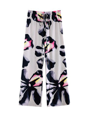 Floral Print V Neck Tie Front Beachwear Kimono Cover Up & Pants