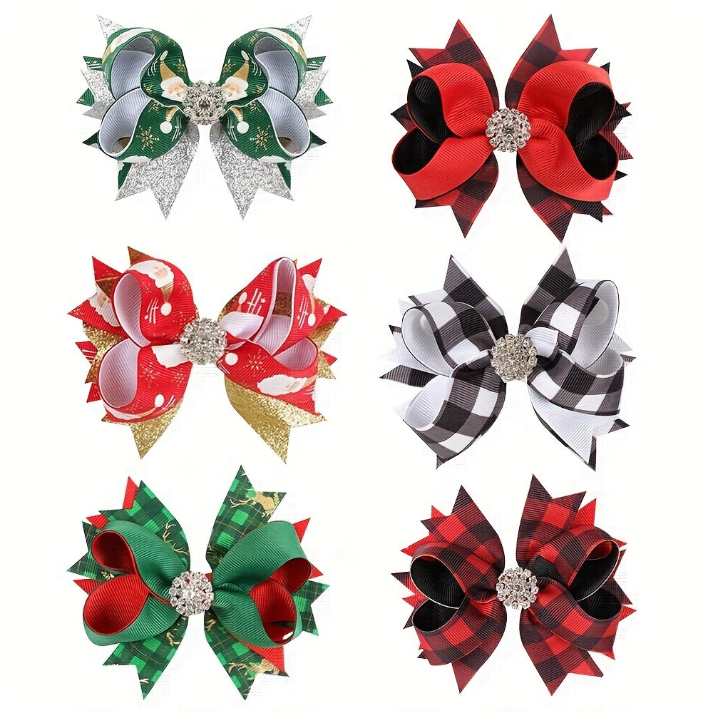 Colorful Christmas Party Hair Bow Clip for Girls