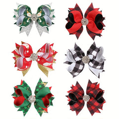 Colorful Christmas Party Hair Bow Clip for Girls
