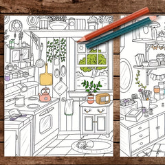 Home Themed Adult Coloring Book 24 Pages Perfect Gift Holidays Birthdays