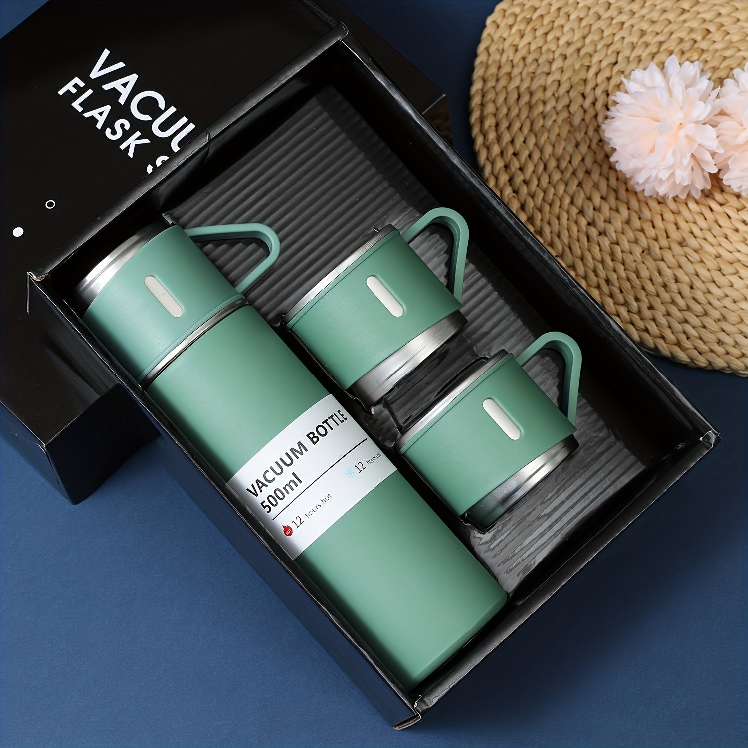 17oz Stainless Steel Vacuum Mug with 3 Cup Lids