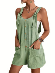 Casual Button Overall Jumpsuit For Spring & Summer Women's Clothing