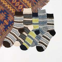 5 Pairs Winter Warm Socks Casual Knit Socks Outdoor Socks Thick Warm Socks