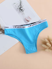 6pcs Letter Tape Thongs Women's Underwear Pack