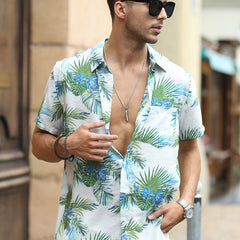 Men's Hawaiian Style Tree Pattern Slim Fit T-shirt