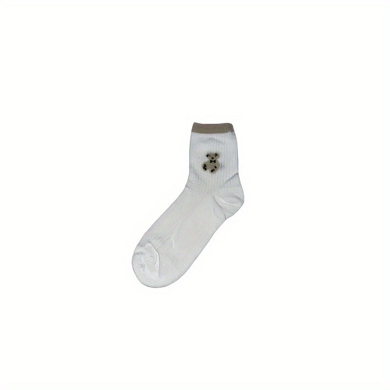 5 Pairs Bear Embroidery Ankle Socks for Summer Sports