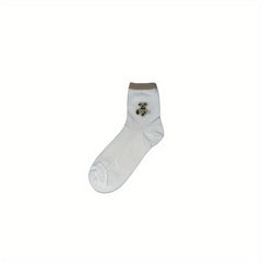 5 Pairs Bear Embroidery Ankle Socks for Summer Sports