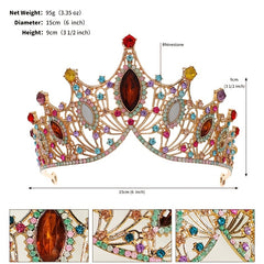 Baroque Queen Crown Rhinestone Wedding Tiara Crystal Vintage Princess Crown