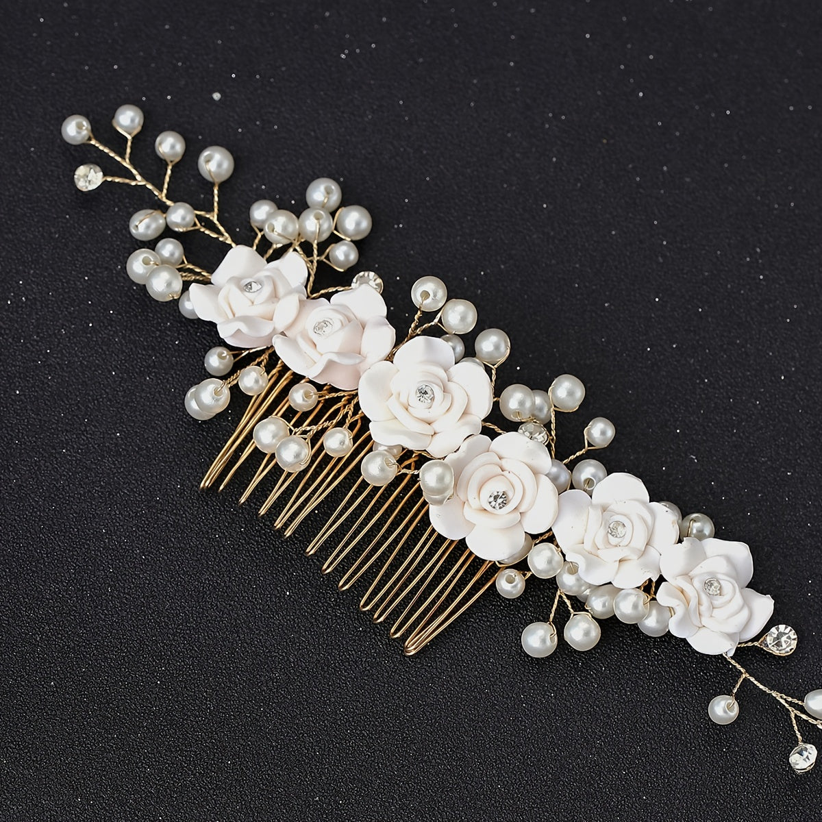 Rhinestone Flower Hair Comb Bride Wedding Hairpin Headband Beads Decoration