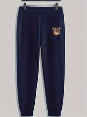 Bear Print Men's Pants Drawstring Sweatpants Loose Casual Trousers