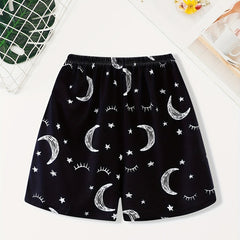 Starry Print Sleep Bottoms & Elastic Waistband Shorts Women's Loungewear