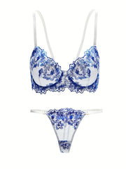 Floral Bra & Panties Lingerie Set Women's Underwear