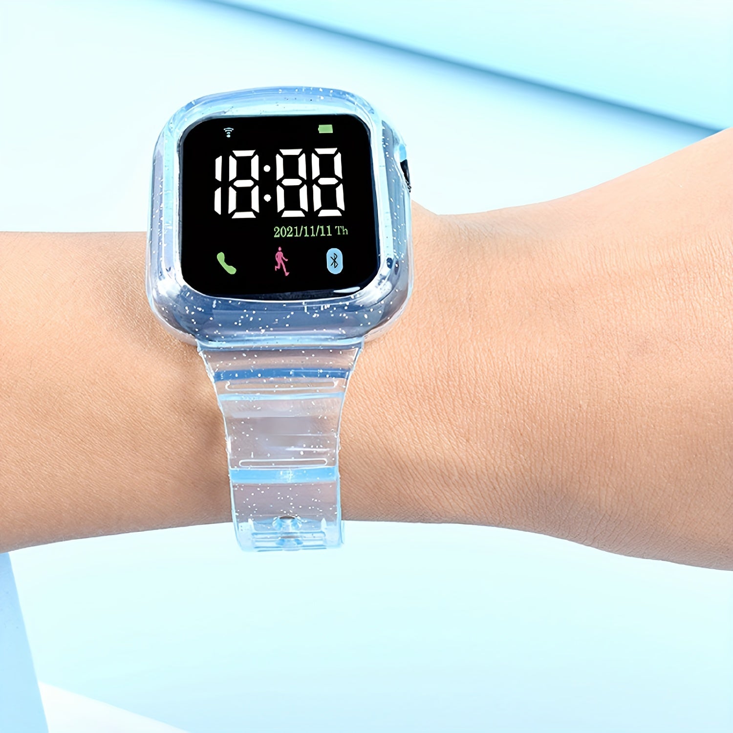 Student Electronic Watch with Transparent Strap