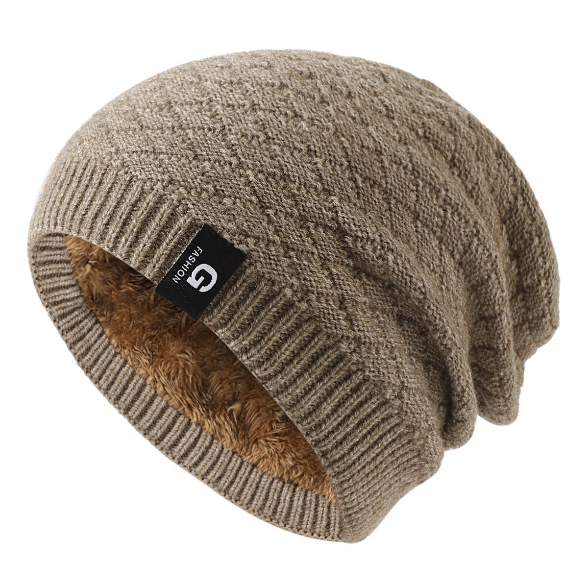 Men's Knit Wool Hat in Khaki Color