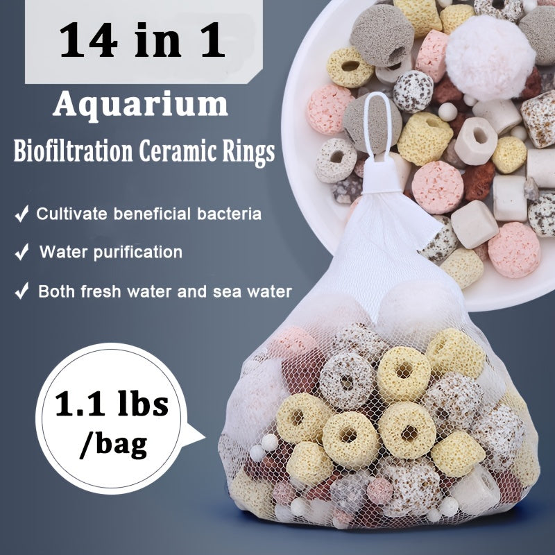 14 in 1 Bio Ceramic Rings Mesh Bag for Healthy Fish