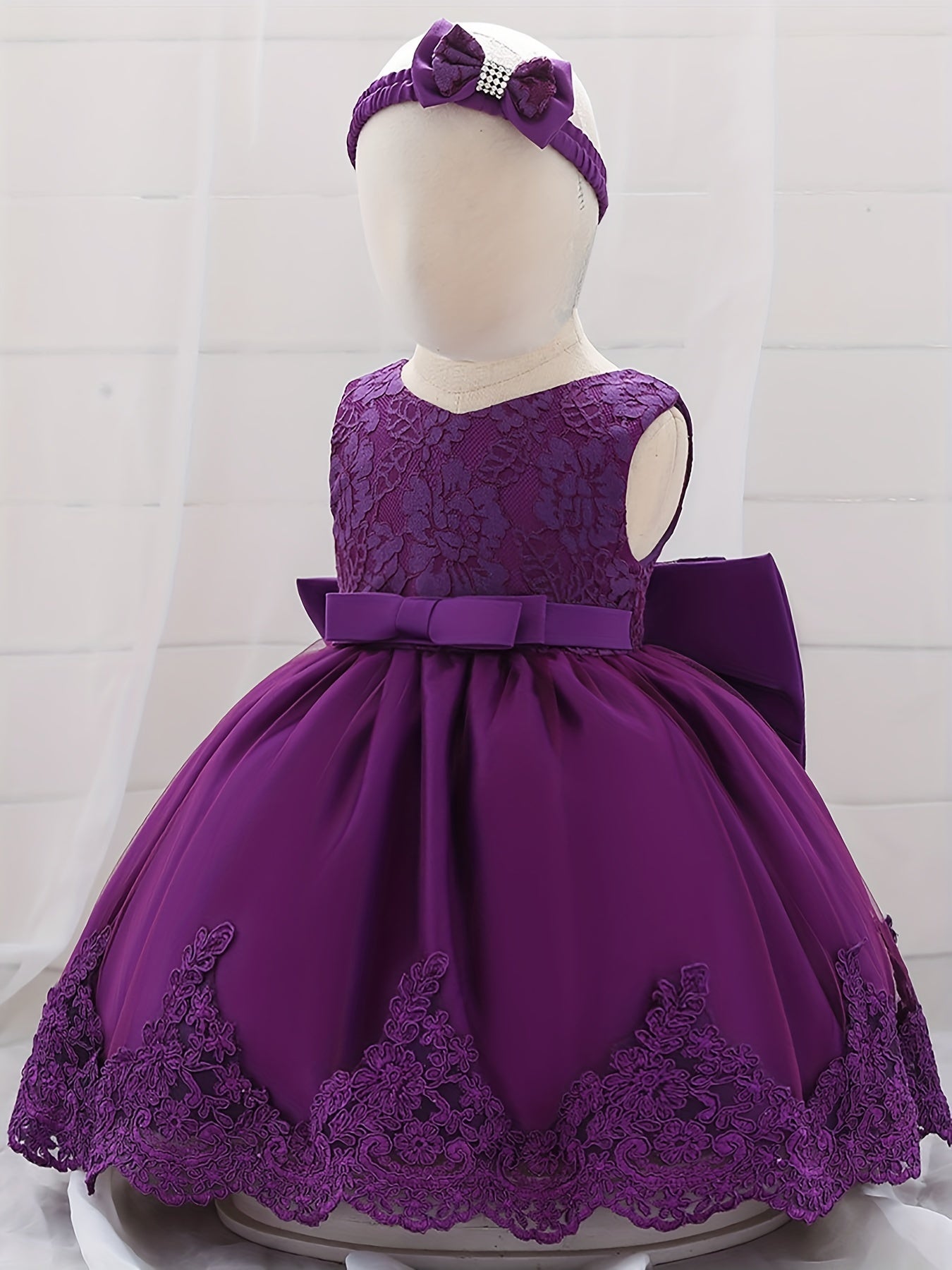 Bowknot Sleeveless Lace Princess Dress for Babies Toddlers