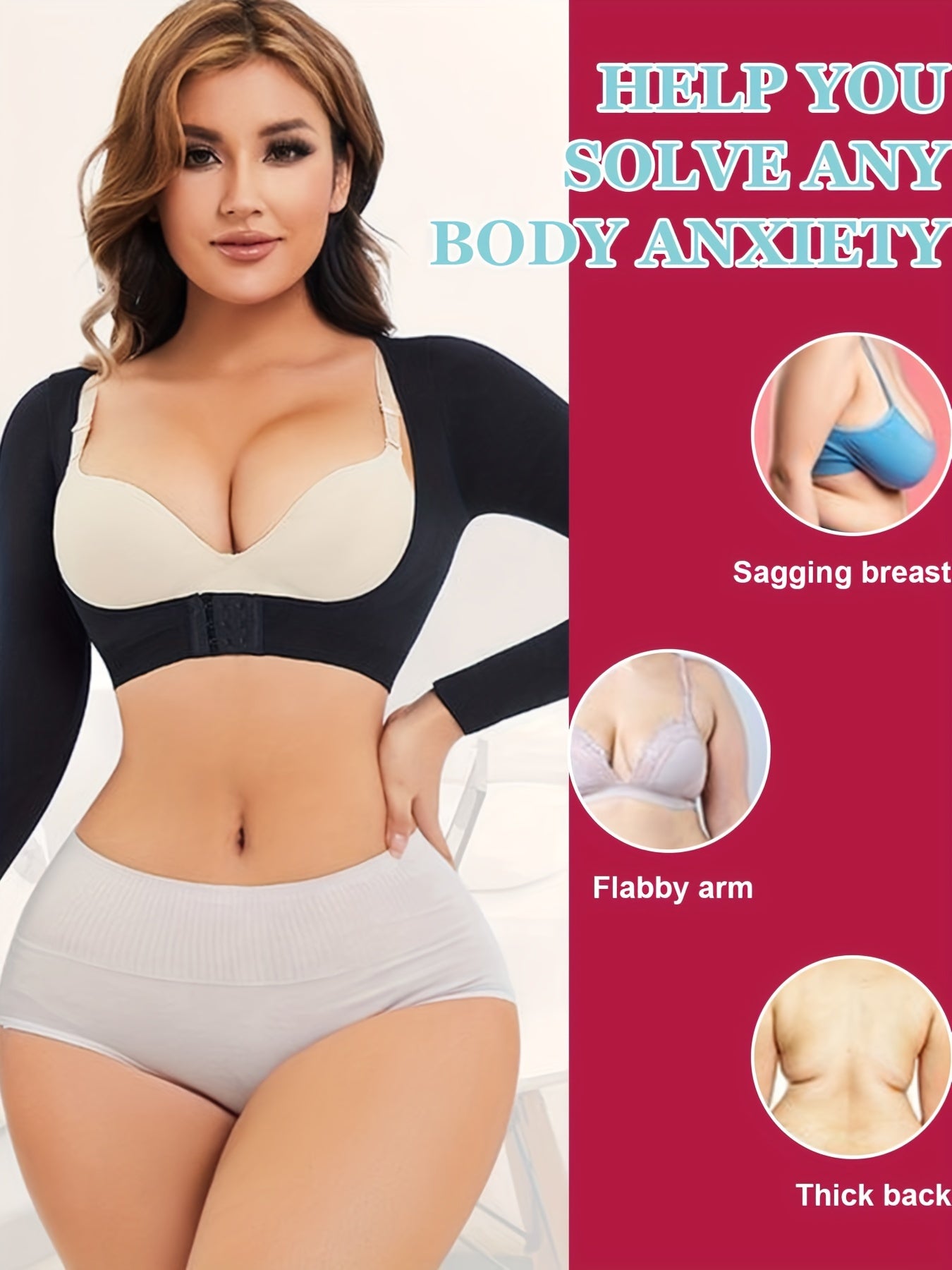 Arm Compression Shaper for Women, High Stretch, Adjustable Arm Shaper