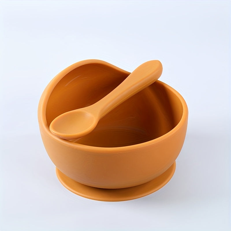 Baby Bowl and Spoon Set for Independent Eating with Silicone Sucker Bowl