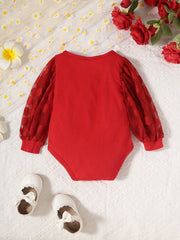 Baby Girls Mesh Dotted Long Sleeve Romper Creeper