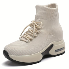 Breathable Flying Woven Casual Sneakers With Hidden Heel Air Cushion