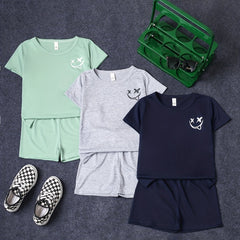 Toddler Boys Smile Face Graphic T Shirts & Elastic Waist Shorts