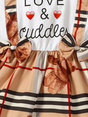 2pcs Girls Casual Bear Bowknot Summer Dress & Headband Set