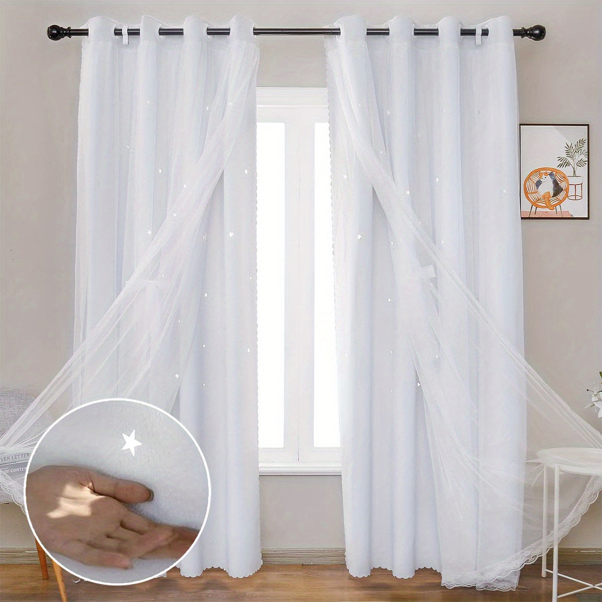 Modern Hollow Out Star Window Yarn Curtains